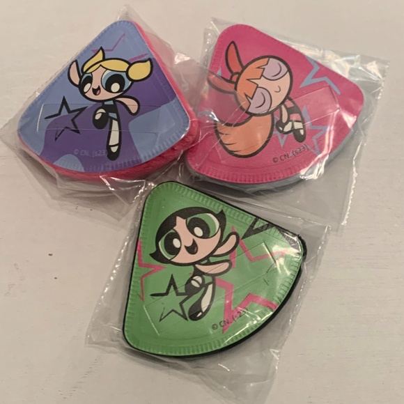 Powerpuff Girls Makeup Powder Puffs 3pc Set Soft Teardrop Cartoon Network NEW - Picture 1 of 8